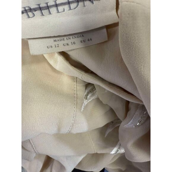 New Anthropologie BHLDN Belize Embroidered A-Line Long-Sleeve V-Neck Gown Sz 12 - Picture 10 of 10